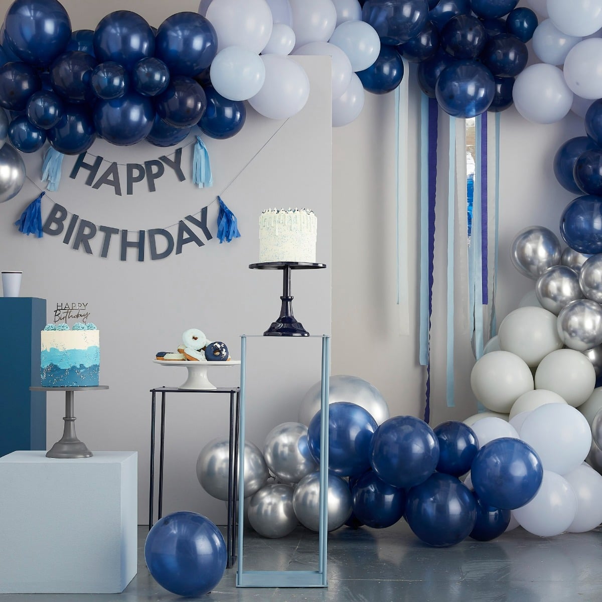 Serviettes - Happy Birthday - Bleu marine
