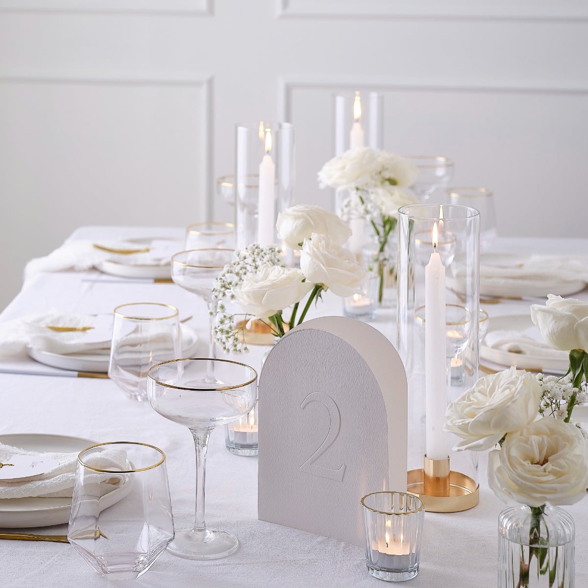 Marque-table texturé blanc (12pcs)