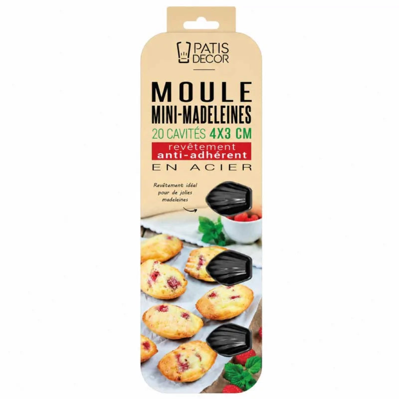 Patisdecor Moule à mini madeleines (20 empreintes)