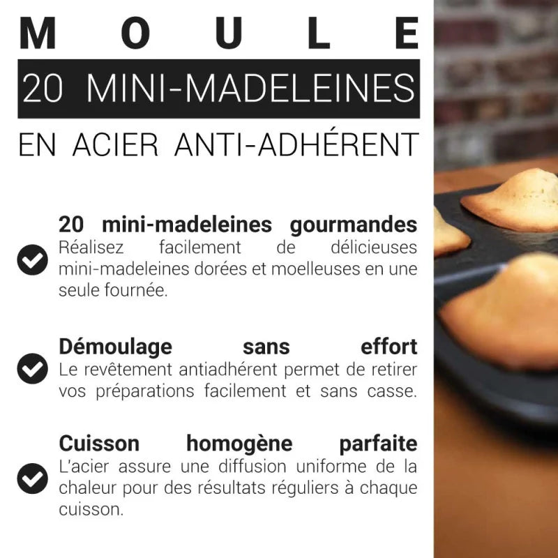 Patisdecor Moule à mini madeleines (20 empreintes)