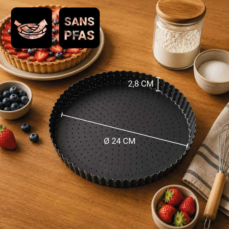 Patisdecor Moule à tarte perforé à fond amovible (24 cm)