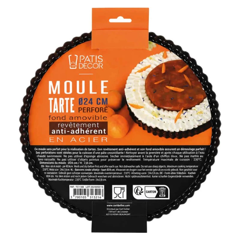 Patisdecor Moule à tarte perforé à fond amovible (24 cm)