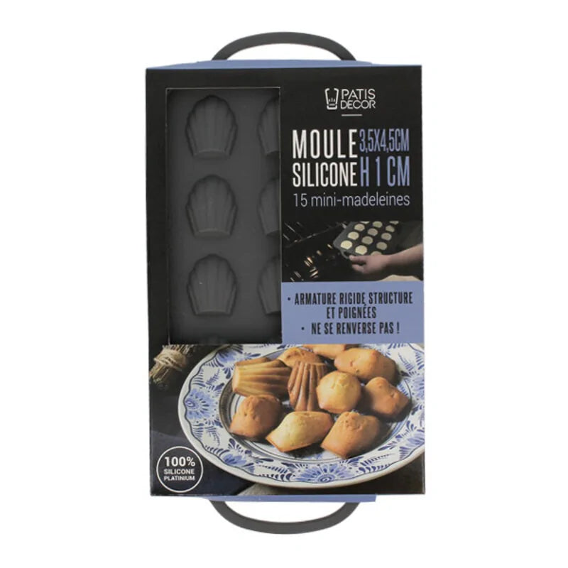 Patisdecor Moule en silicone 15 mini madeleines