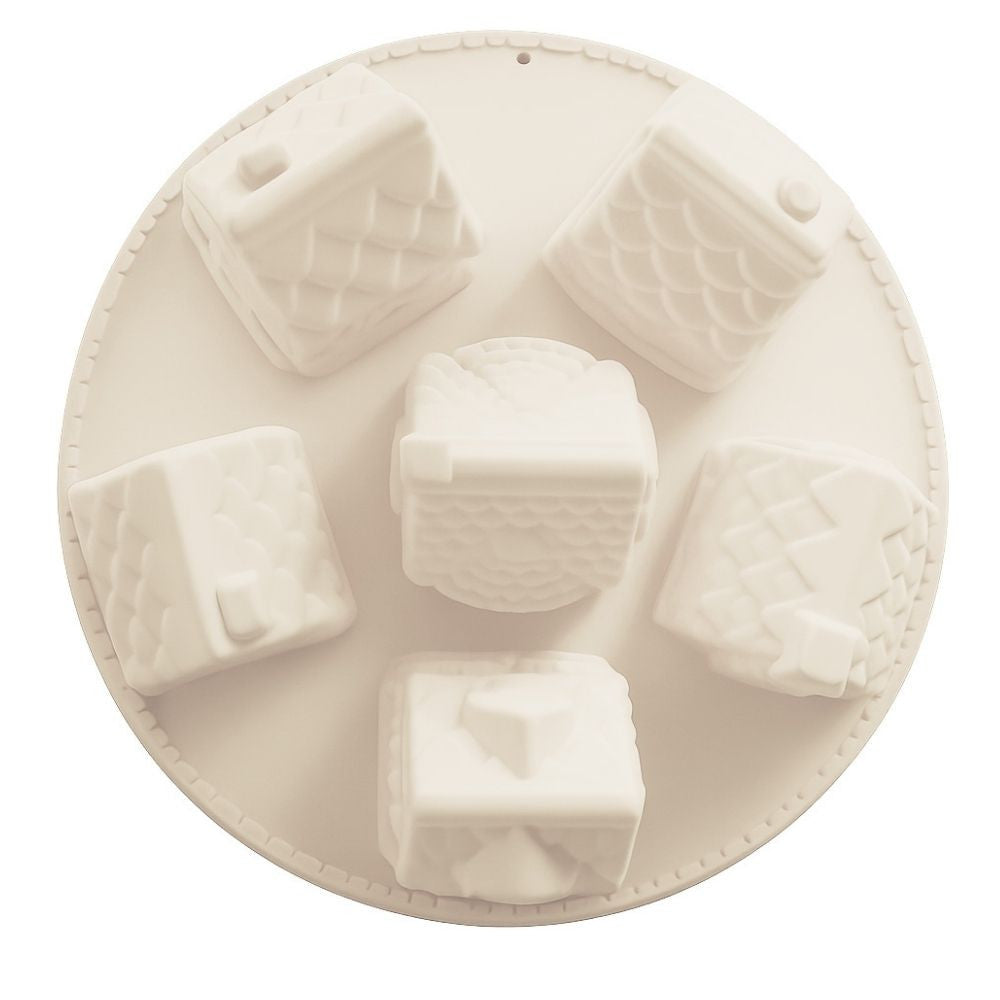 Moule en silicone 3D Chalets de Noël (6 empreintes)