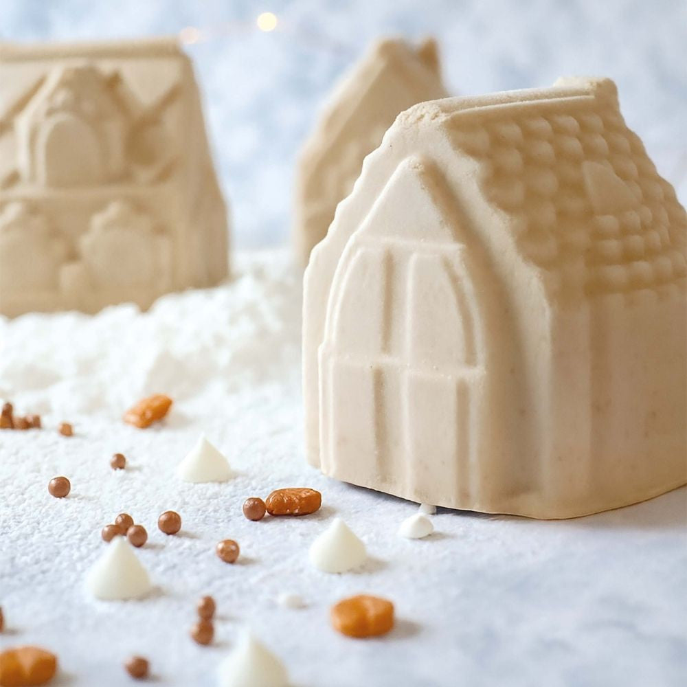 Moule en silicone 3D Chalets de Noël (6 empreintes)