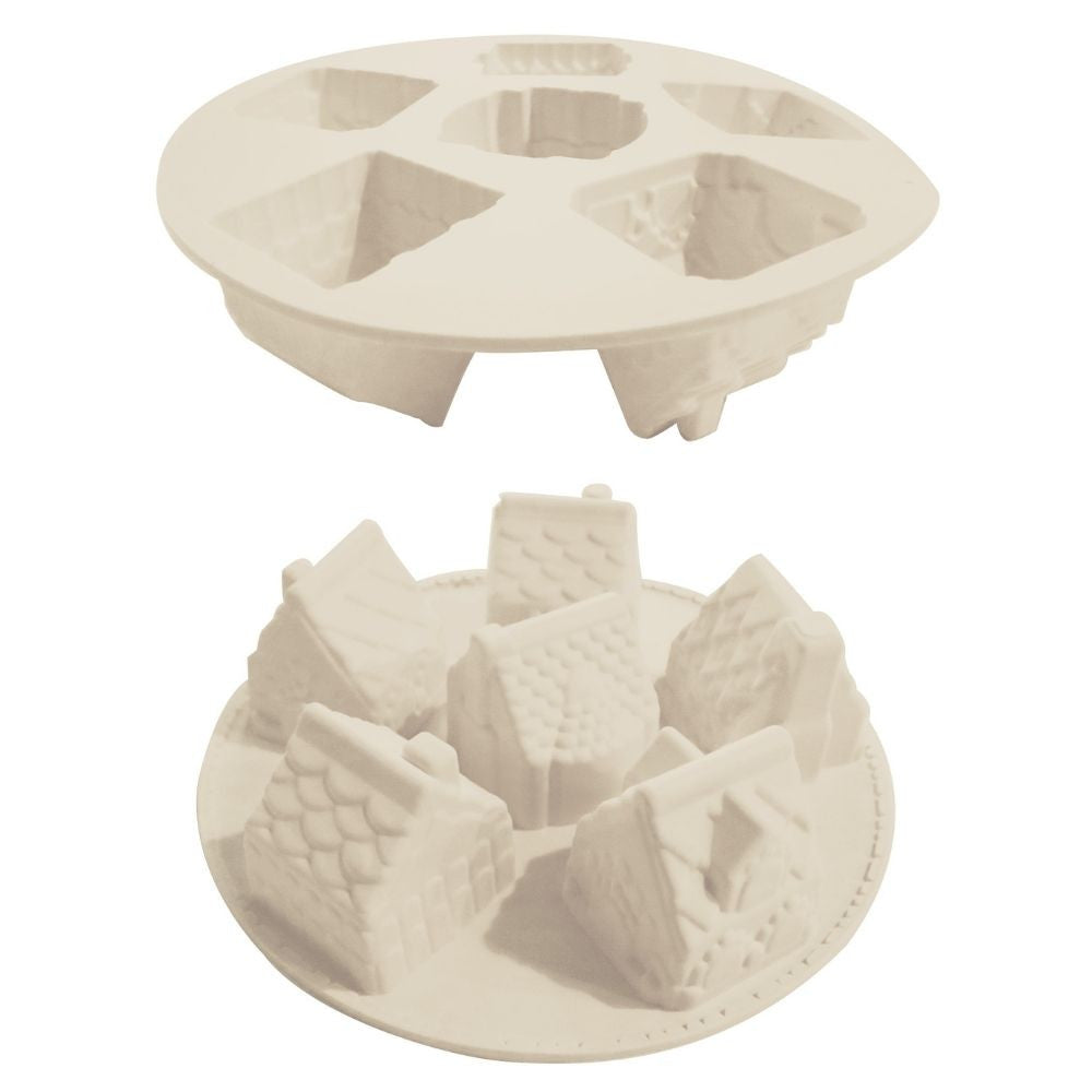 Moule en silicone 3D Chalets de Noël (6 empreintes)