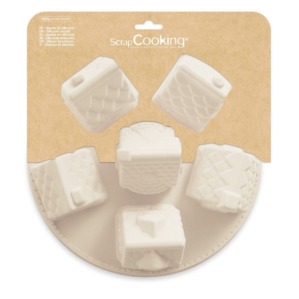 Moule en silicone 3D Chalets de Noël (6 empreintes)