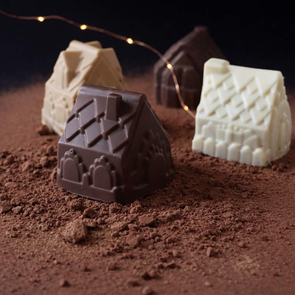 Moule en silicone 3D Chalets de Noël (6 empreintes)