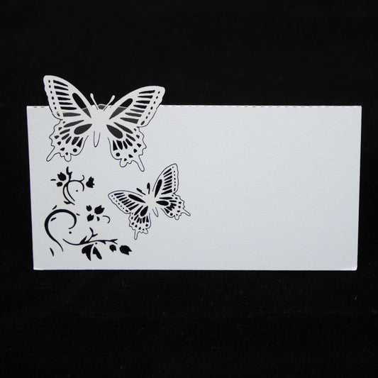 Carte marque place - Papillons et fleurs