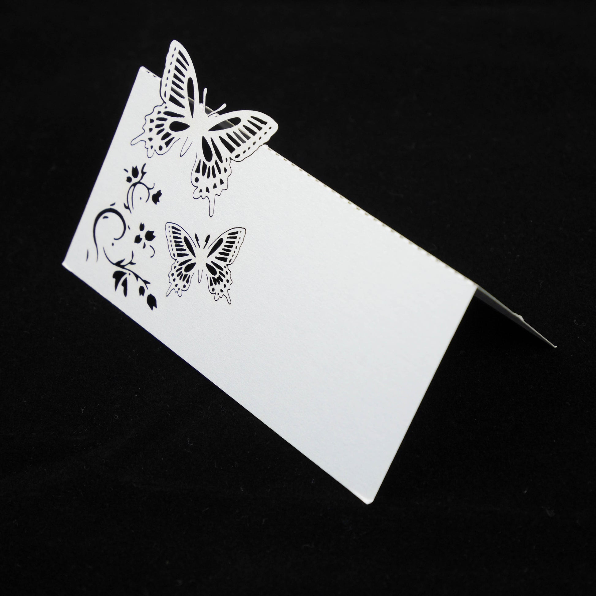 Carte marque place - Papillons et fleurs