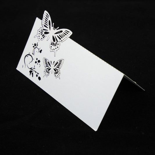 Carte marque place - Papillons et fleurs