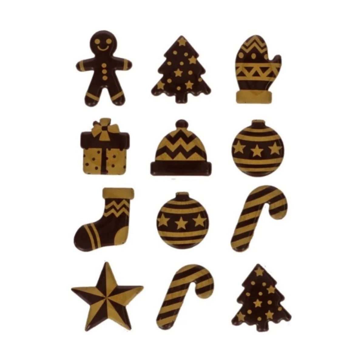 Décorations en chocolat - Noël Doré (12pcs)