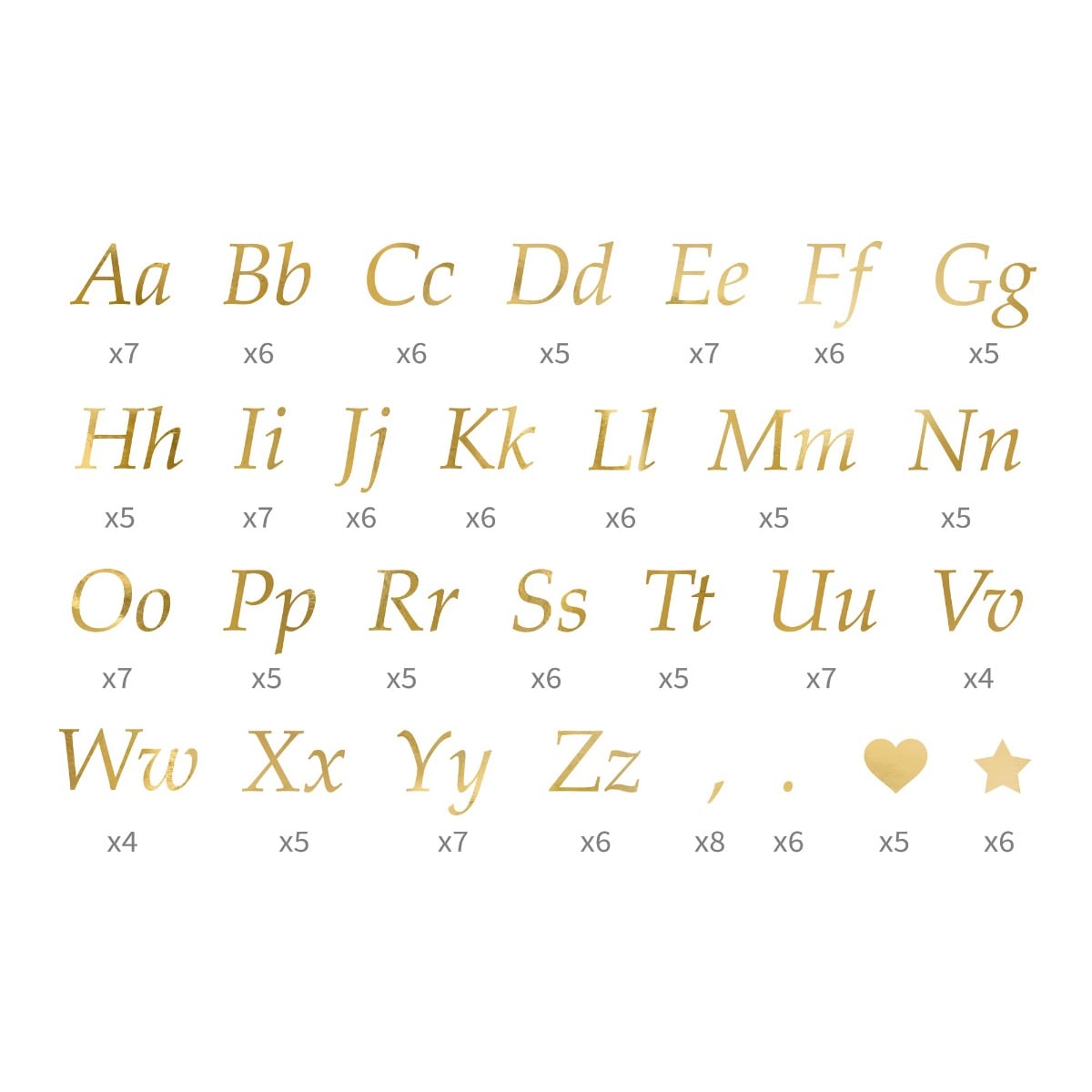 Autocollants Alphabet - Or (5cm)