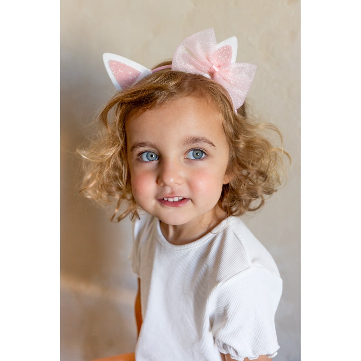 Serre-Tête Chat avec noeud, rose