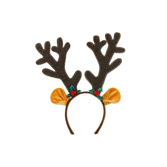 Serre-tête bois de renne avec oreilles et houx
