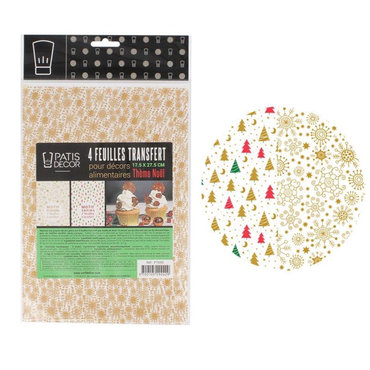 Feuilles transfert chocolat - Noël