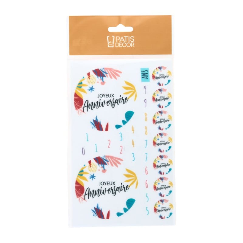 Décorations en azyme - Joyeux Anniversaire Tropical