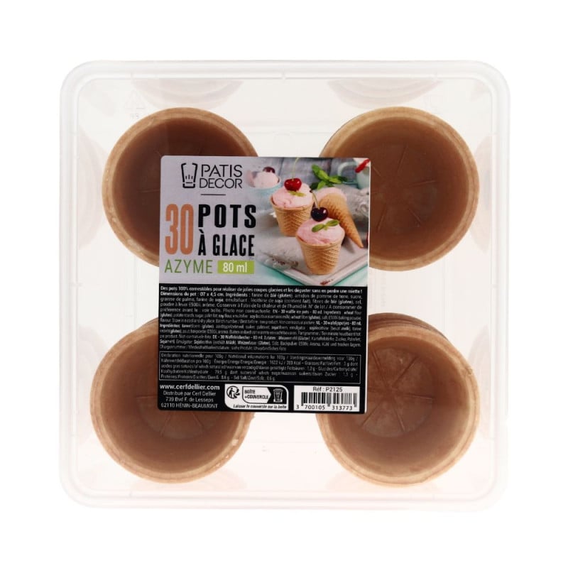 Pots à glace en azyme 80ml (30 pièces)