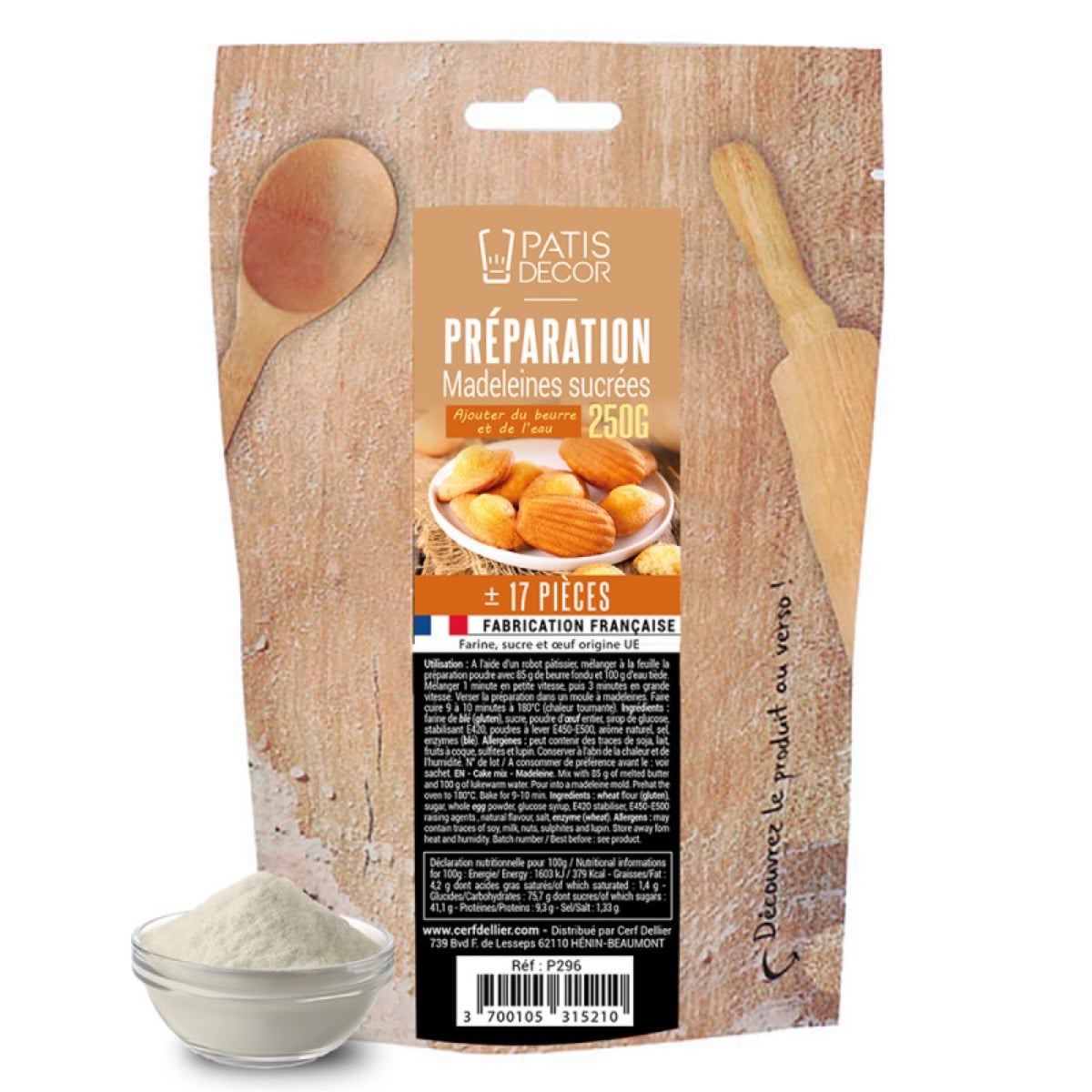 Préparation madeleine sucrée