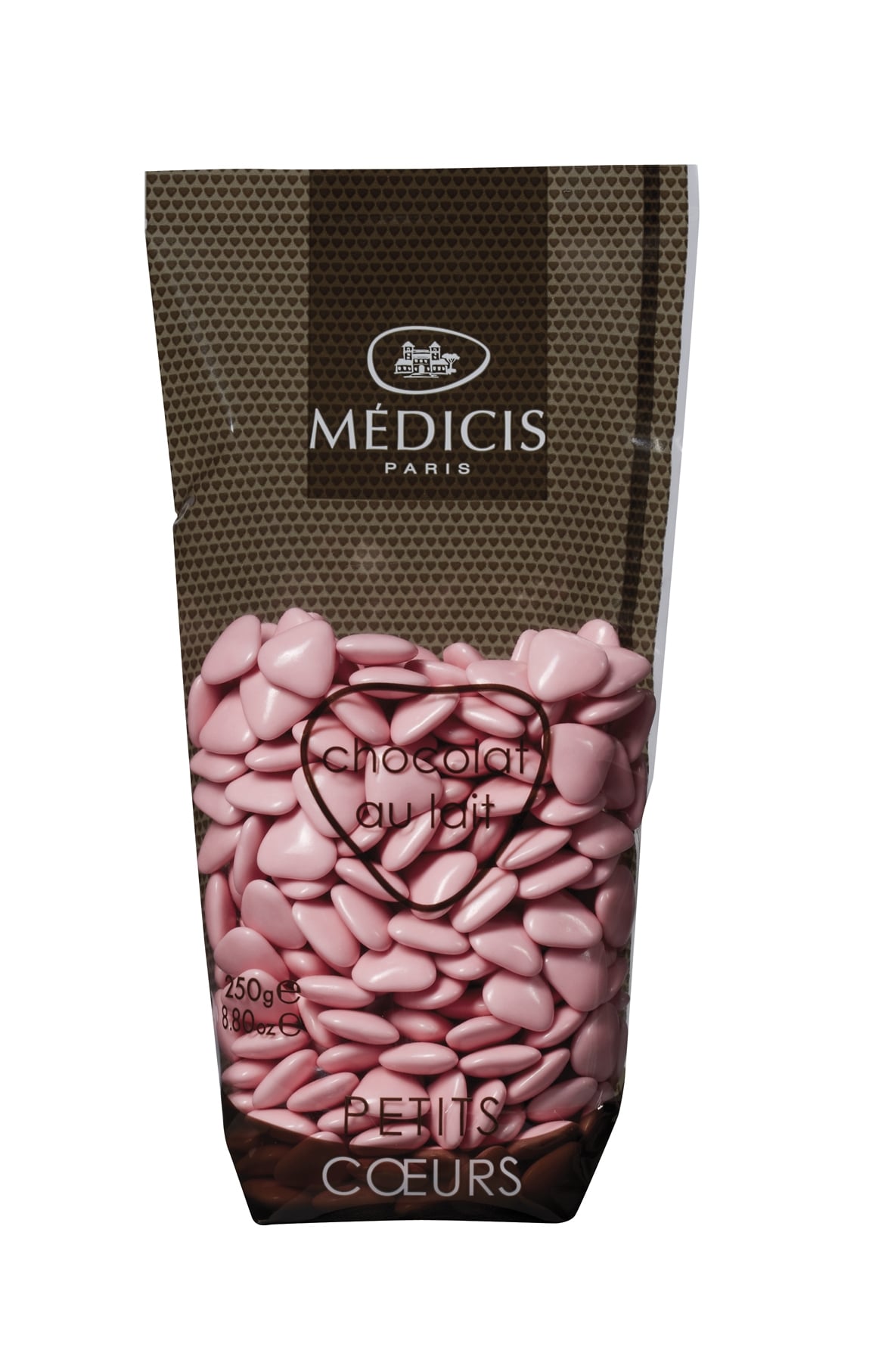 Dragées Chocolat Mini-coeurs Rose (250g)