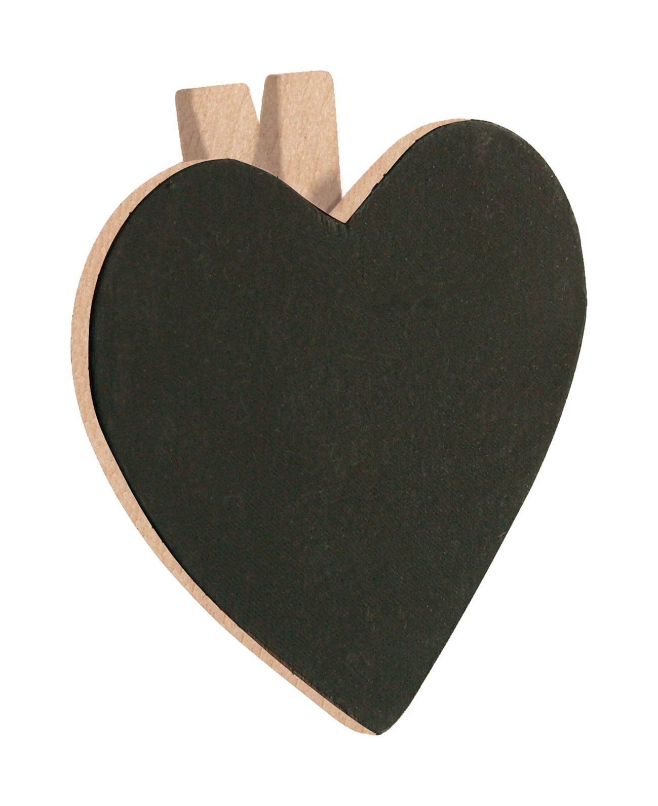 Ardoise Coeur sur pince Naturel (6pcs)