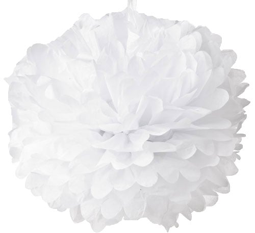 Pompon en papier Blanc - 15cm