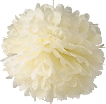 Pompon en papier Ivoire - 30cm