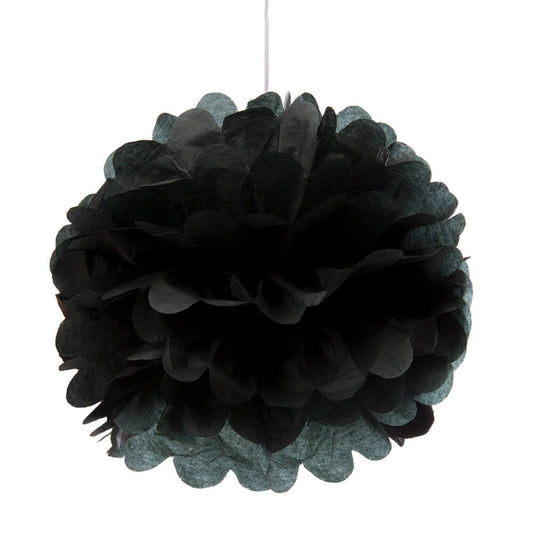 Pompon en papier noir 30cm