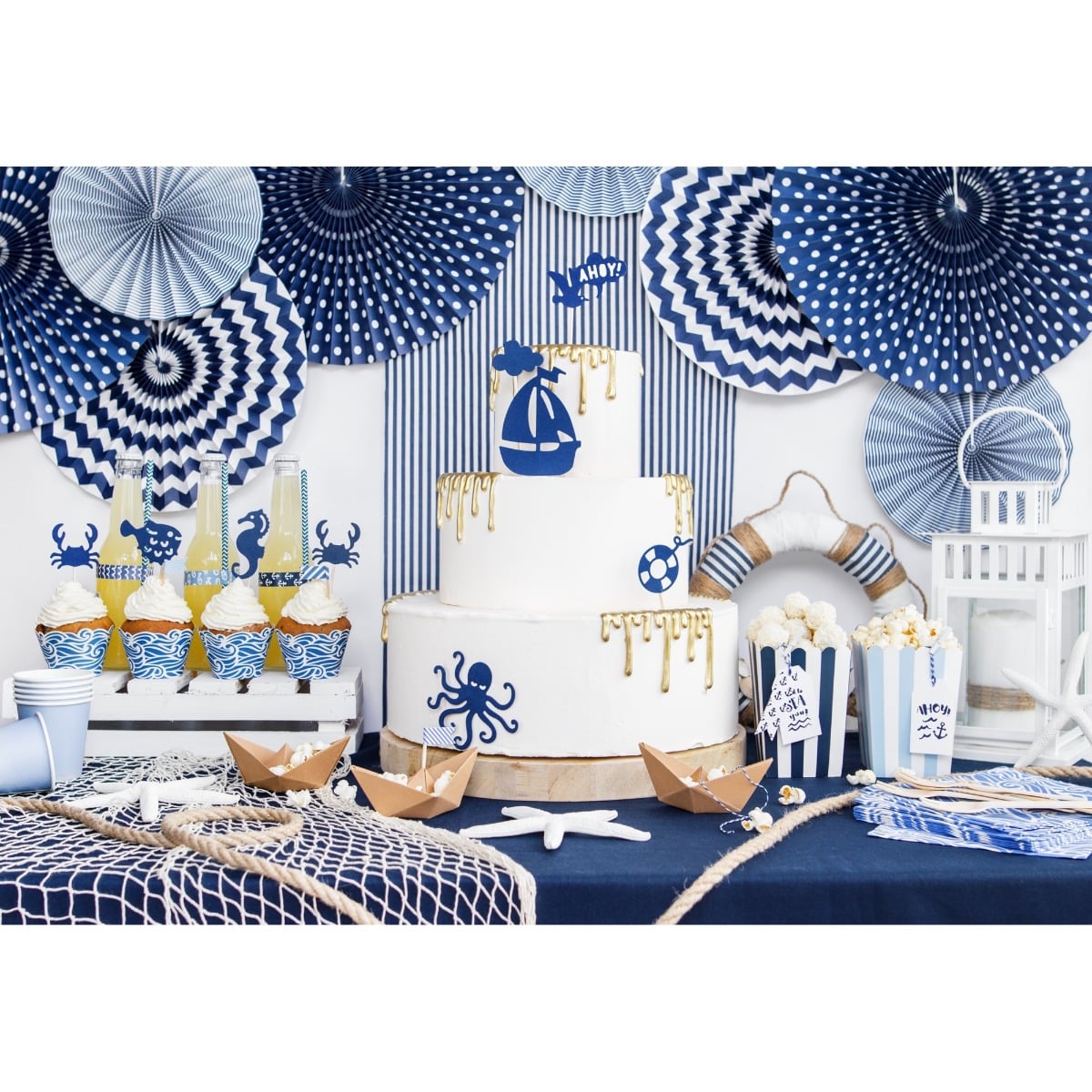 Boîte à PopCorn - Striée Bleu (6pcs)