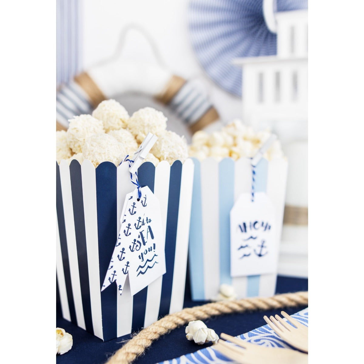Boîte à PopCorn - Striée Bleu (6pcs)