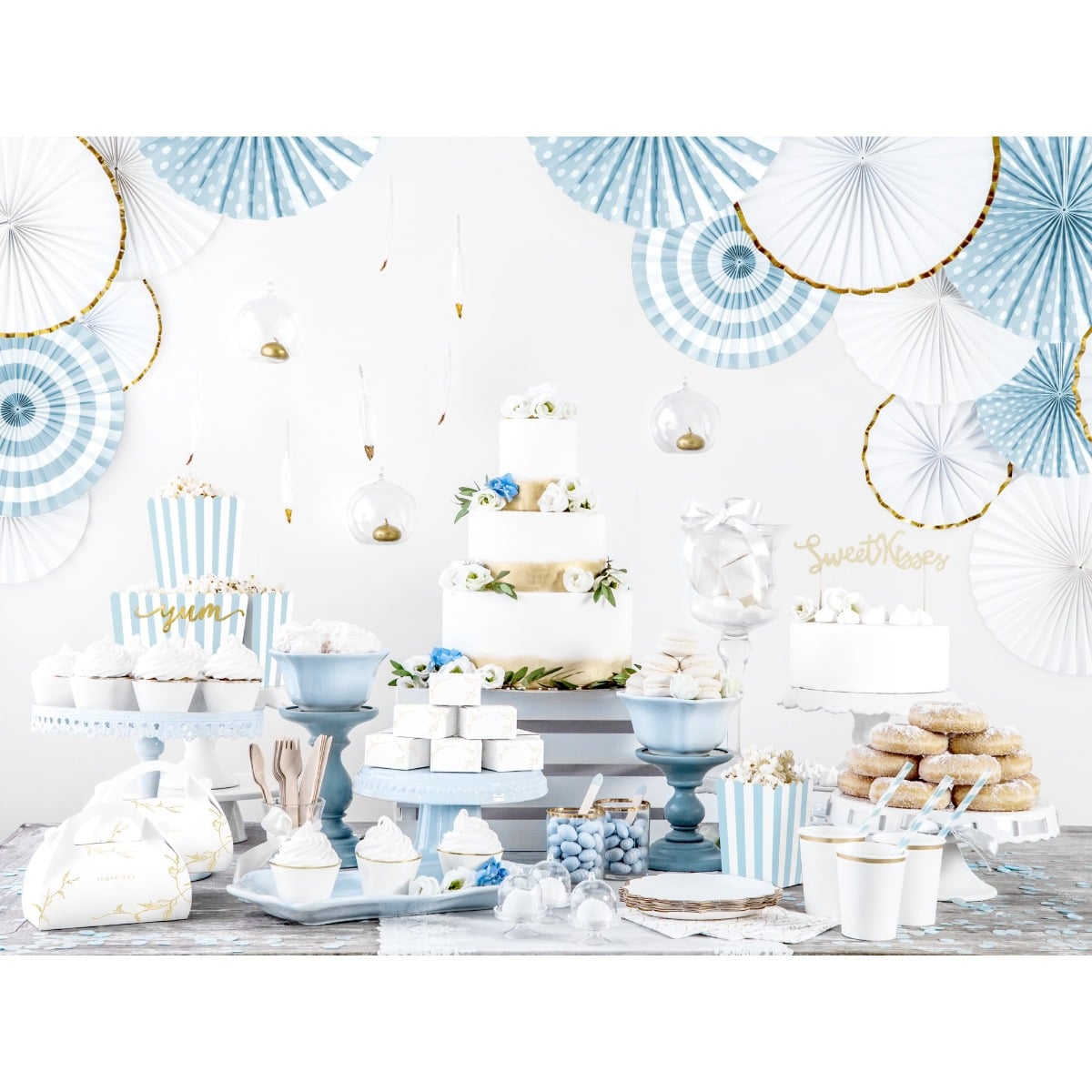 Boîte à PopCorn - Striée Bleu (6pcs)