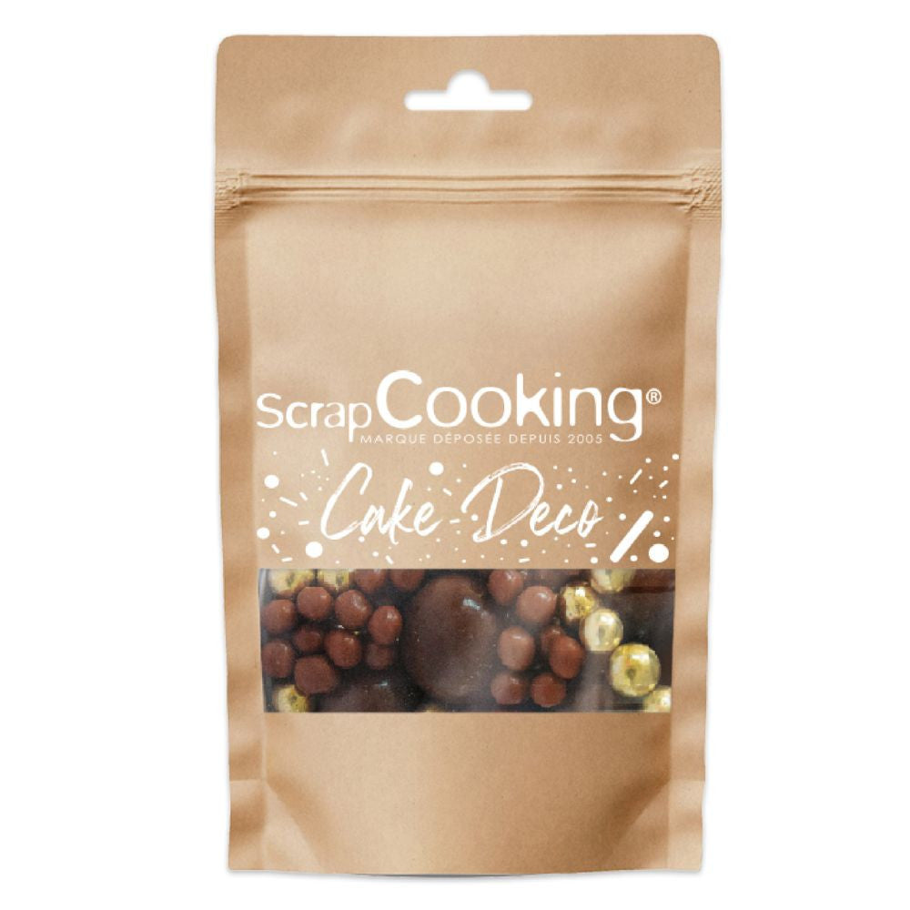 Perles de chocolat noir et dorées (50g)