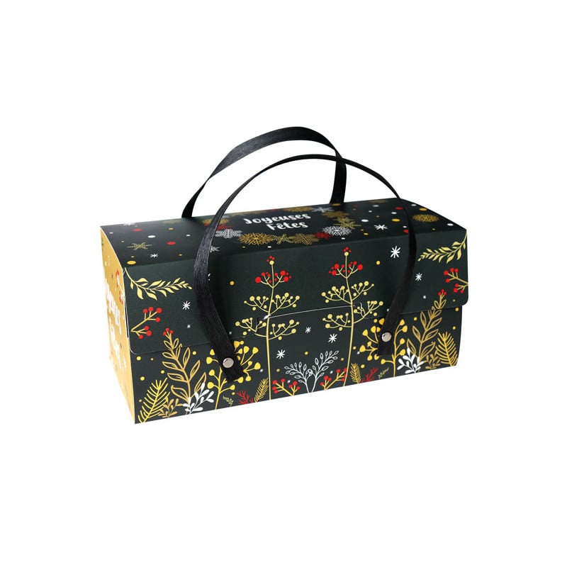 Boîte à bûche - Décor végétal (35cm)