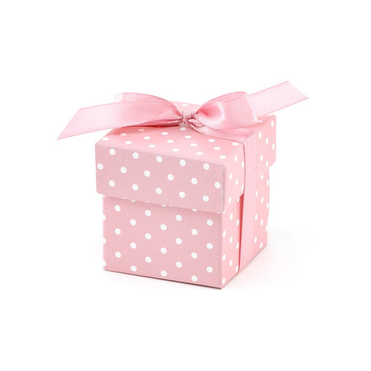 Boite à dragées rose à pois (10pcs)