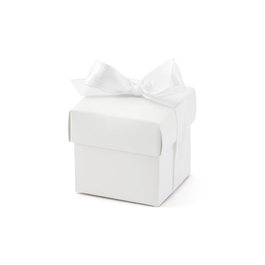 Boite à dragées blanc avec ruban (10pcs)