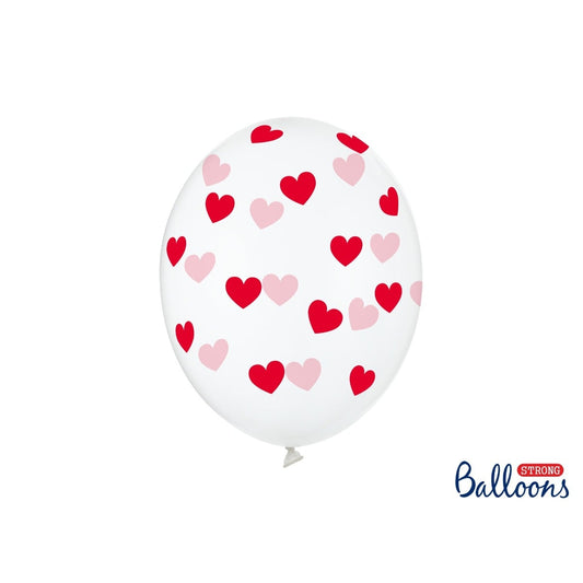Ballons Transparents à Coeurs Rouge (6pcs)