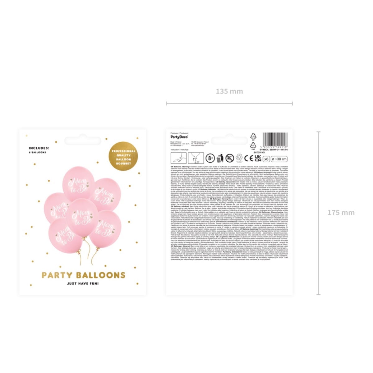 Ballon assortis Mom to Be - Rose (6pcs)