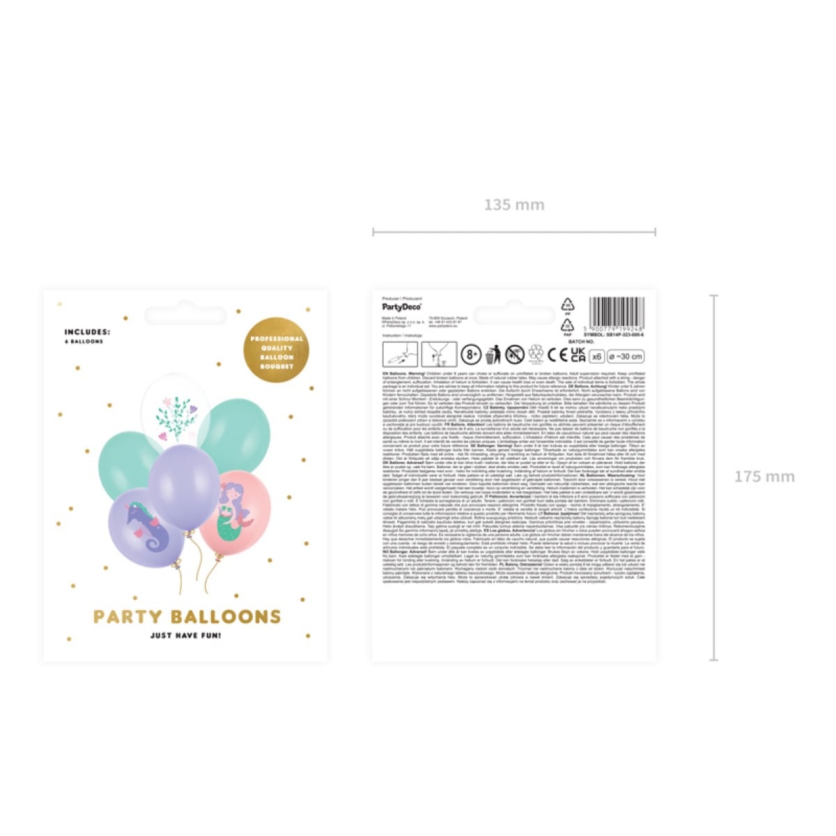 Ballon assortis - Sirène (6pcs)