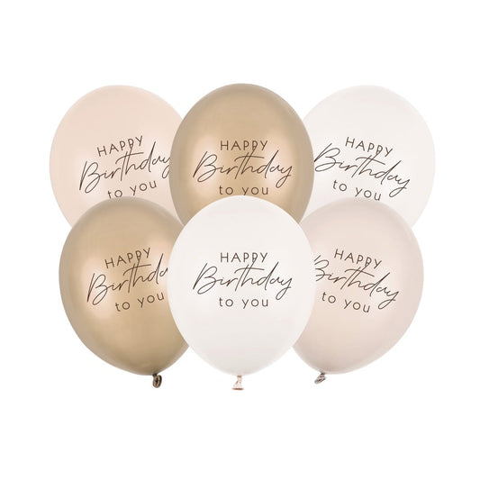 Ballons latex - Happy Birthday to you - Mix beige