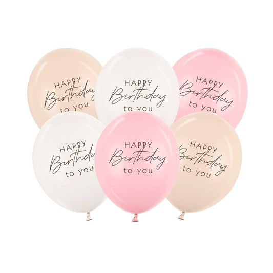 Ballons latex - Happy Birthday to you - Mix rose