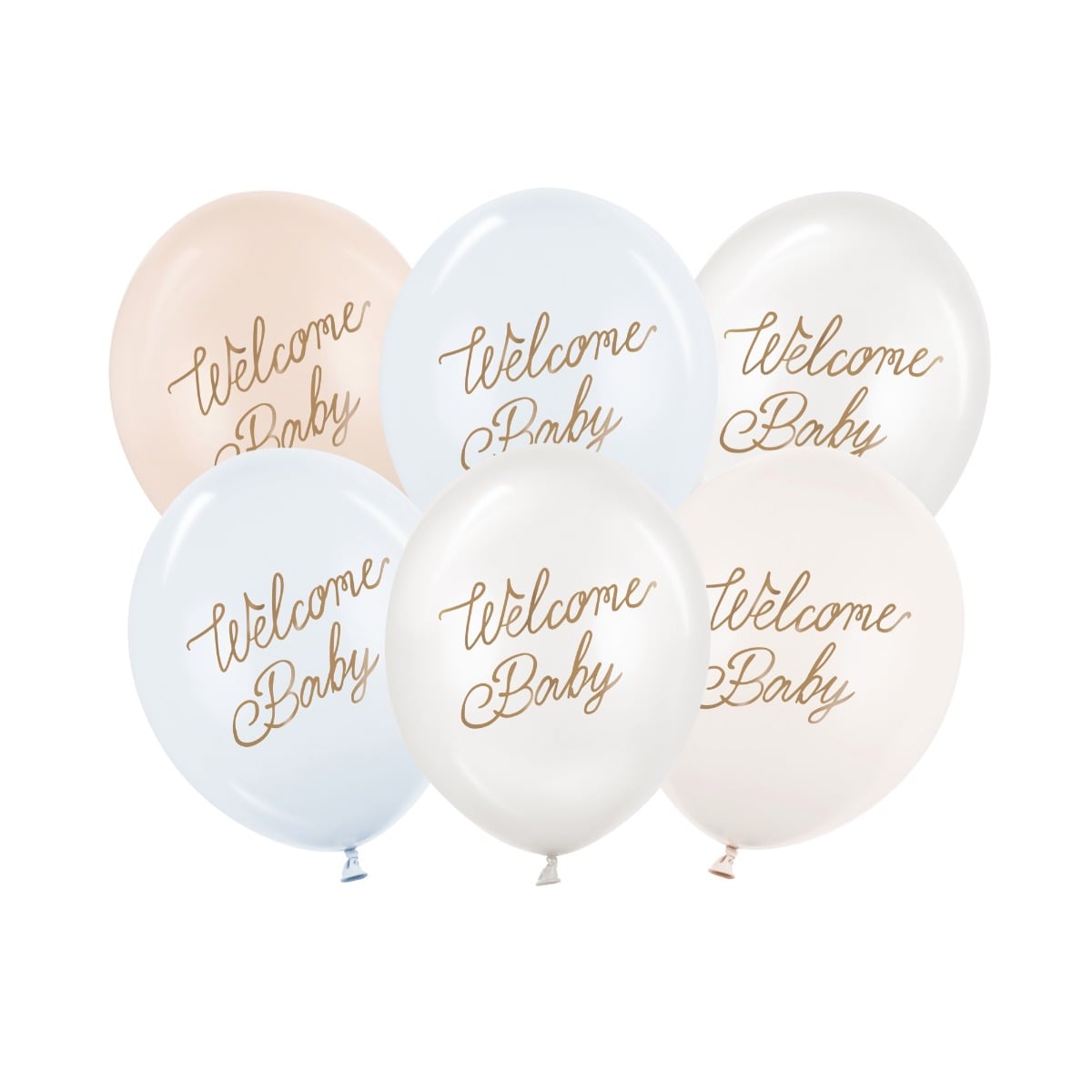 Ballons latex - Welcome Baby mix bleu