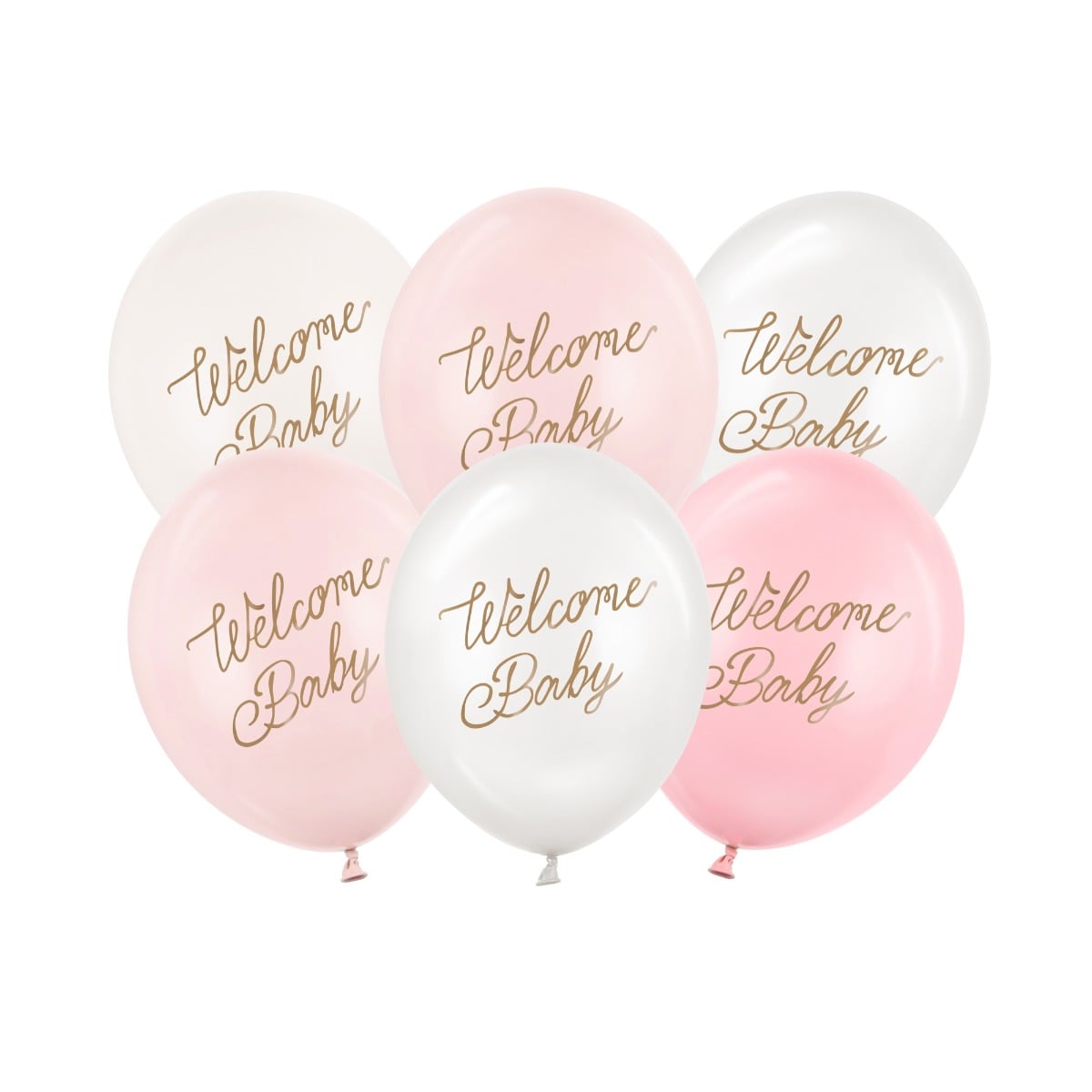 Ballons latex - Welcome Baby mix rose