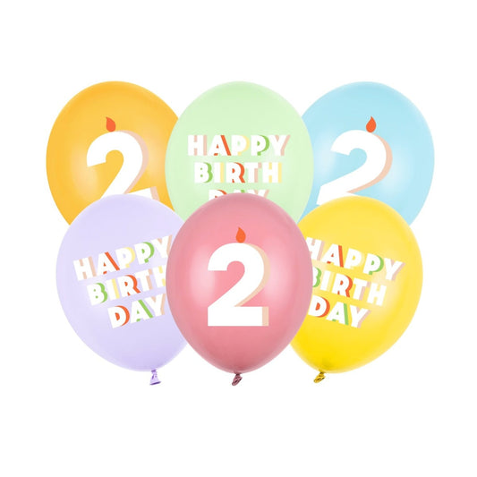 Ballons en latex Happy Birthday - 2 ans