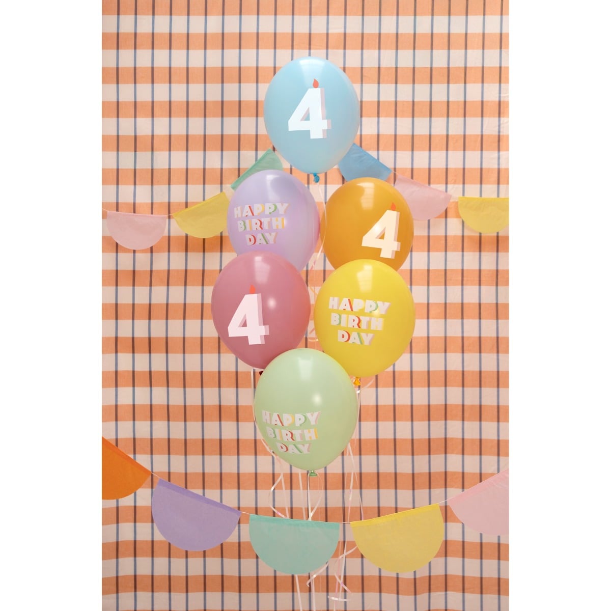 Ballons en latex Happy Birthday - 4 ans