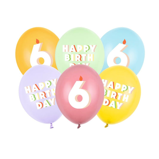 Ballons en latex Happy Birthday - 6 ans