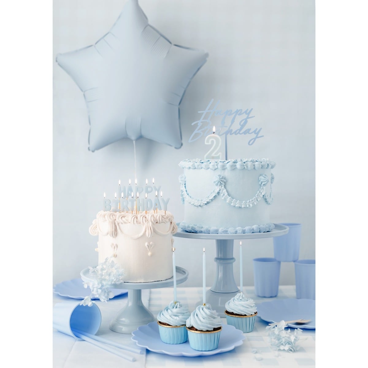 Bougies d'anniversaire - Dorées et Bleu clair