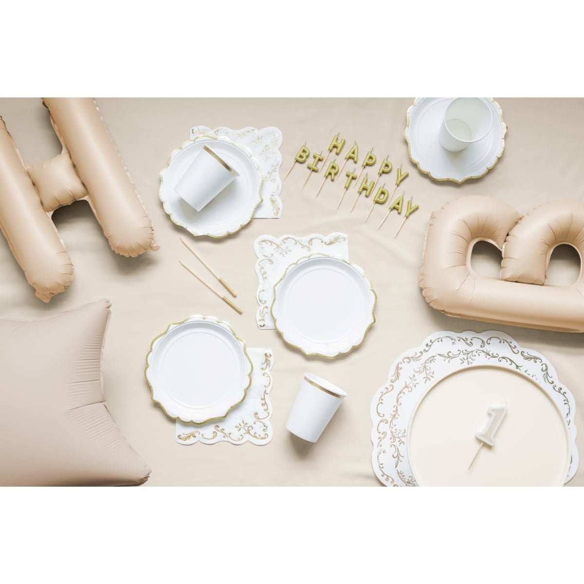 Bougies d'anniversaire - Dorées et Beige