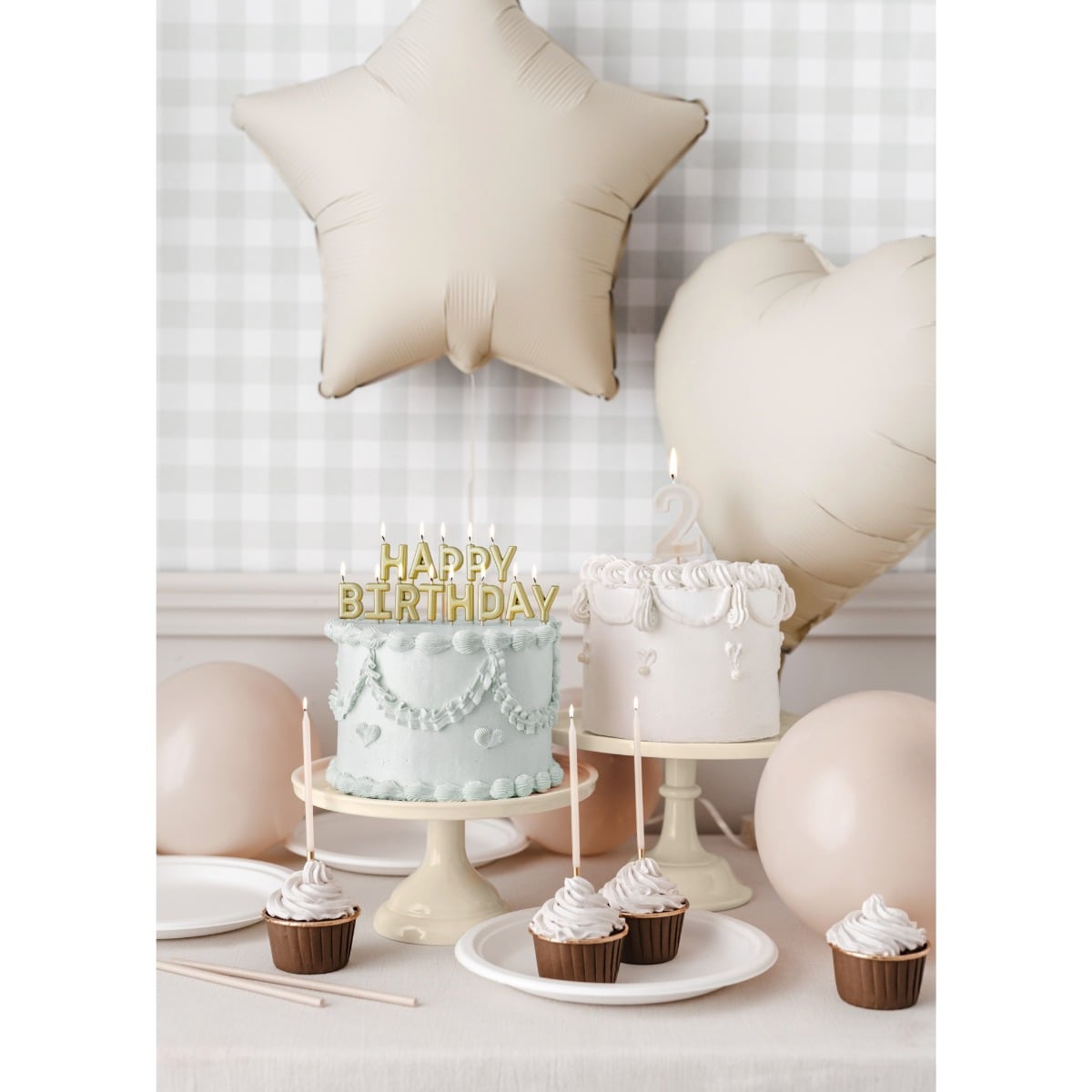 Bougies d'anniversaire - Dorées et Beige