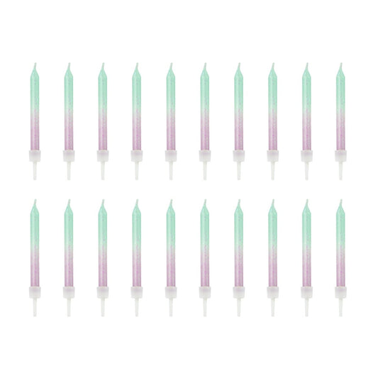 Bougies 6cm Pailletés Sirène (20pcs)