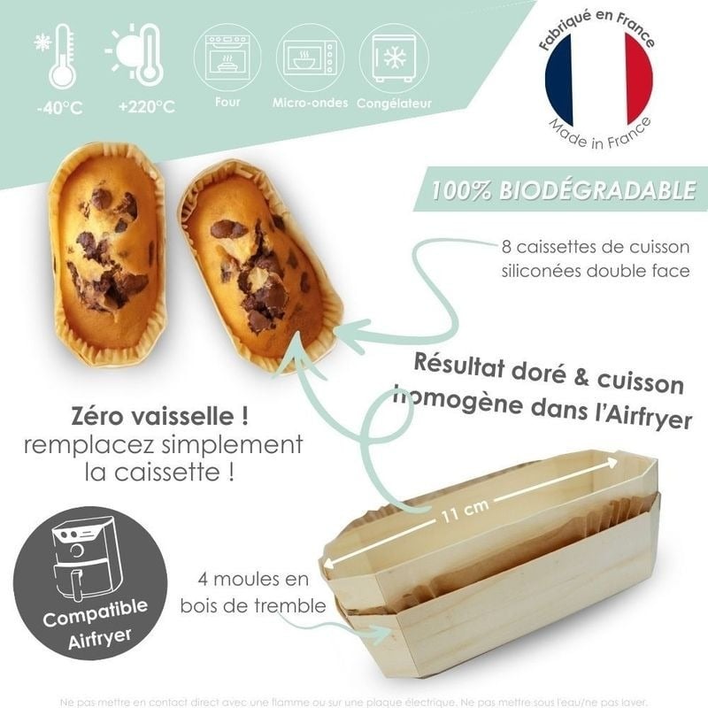 4 Mini Caissettes Cake Bois + 8 Caissettes Sulfurisees